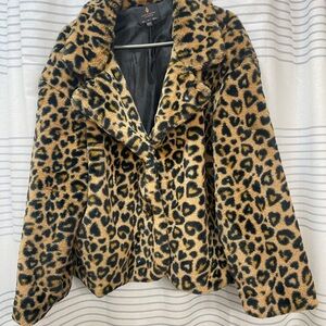 Leopard Print Faux Fur Jacket